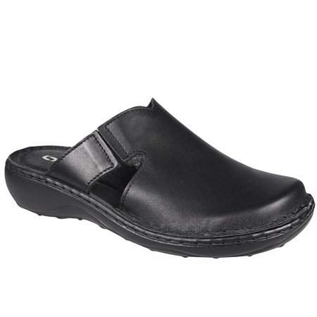 Klapki damskie skórzane zakryte SYRENA SST 22664 czarne