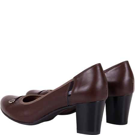 Czółenka damskie Syrena SWB 011 brązowe skórzane na klocku