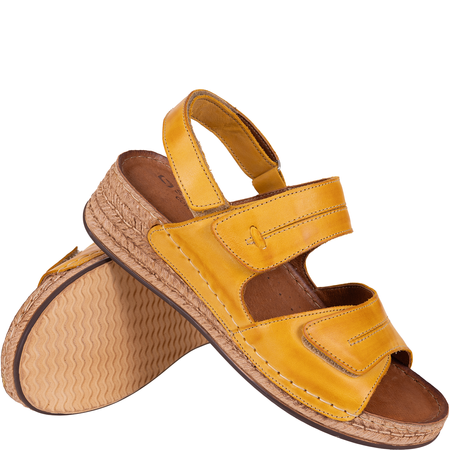 Sandały skórzane damskie marki Syrena SST 993 żółte