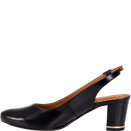 Czółenka damskie skórzane Wielbut 520 czarne na słupku