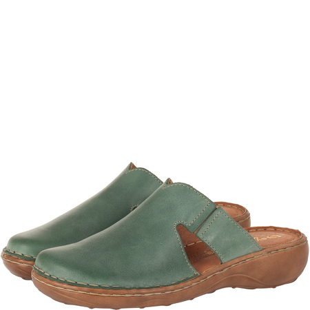 Klapki damskie skórzane Syrena SST 664 w kolorze zielonym