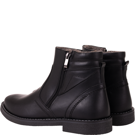 Trzewiki męskie Syrena 006-459 czarne - skóra naturalna, ocieplane, na zamek