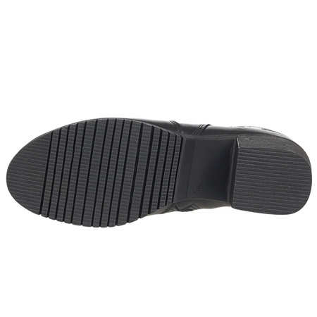 Czarne botki damskie skórzane na obcasie - Syrena SE 632