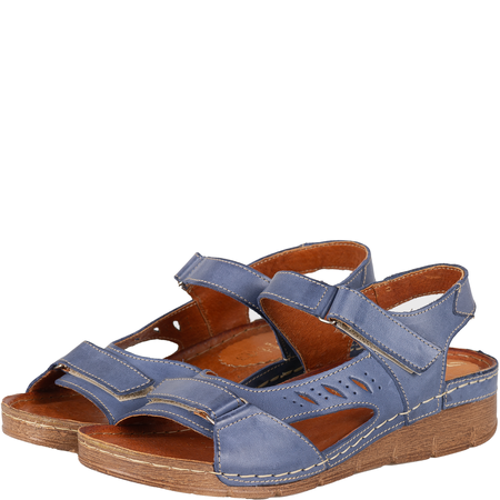 Sandały skórzane damskie Syrena SST 907 niebieskie