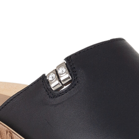 Klapki damskie Syrena Comfort SH 130 czarne | skóra naturalna