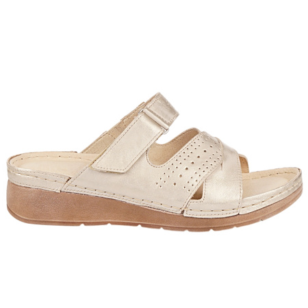 Klapki damskie skórzane Syrena SST 923 złote