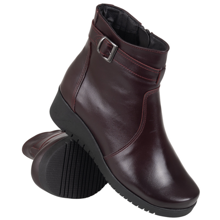 Klasyczne botki bordowe skórzane Syrena - model SE 015 B