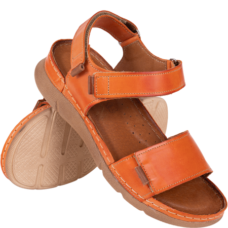 Sandały skórzane damskie marki Syrena SST 990 pomarańczowe