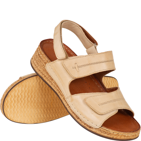 Sandały skórzane damskie marki Syrena SST 993 beżowe