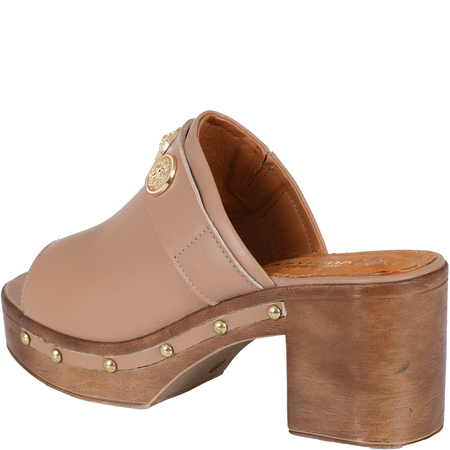 Klapki damskie na drewnianej podeszwie Syrena SLA 1080 nude