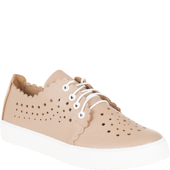 Półbuty ażurowe damskie Syrena SE 0502 cappuccino, skóra