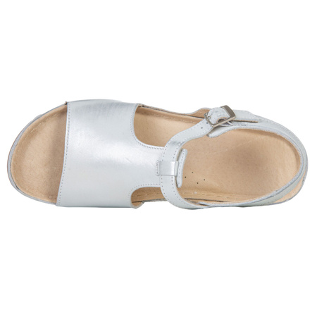 Skórzane sandały damskie SST 924 biało-srebrne