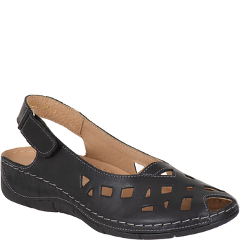 Skórzane sandały damskie ażurowe Syrena SH 4027 czarne