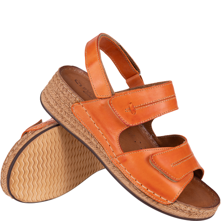 Sandały skórzane damskie marki Syrena SST 993 pomarańczowe