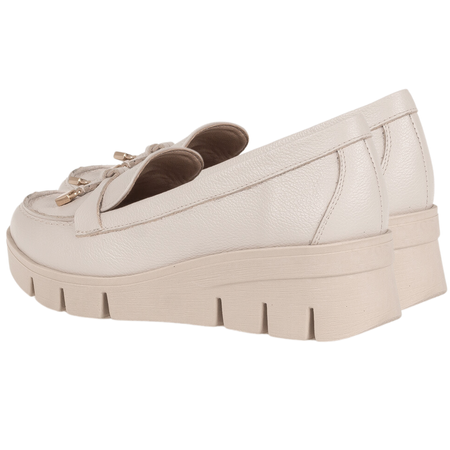 Półbuty na koturnie damskie skórzane beżowe - Syrena SE P261A