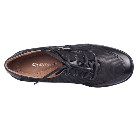Czarne półbuty damskie wiązane SYRENA SWB 22198