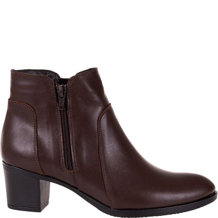 Komfortowe botki damskie Syrena SE 404 - czekolada, skóra