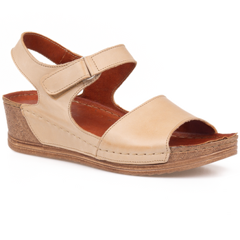 Sandały damskie na koturnie marki Syrena SST 969 beżowe