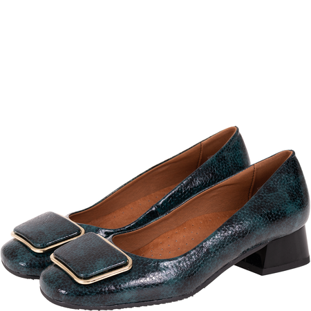 Czółenka skórzane Syrena SGO 2071 Horasan zielone