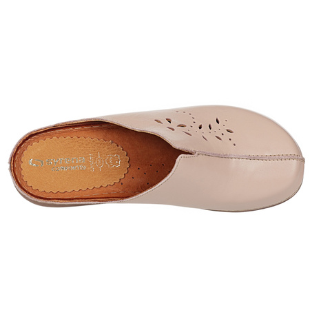 Klapki damskie skóra naturalna Syrena SST 922/M beżowe