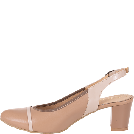 Czółenka damskie skórzane Wielbut 543 beżowe na słupku