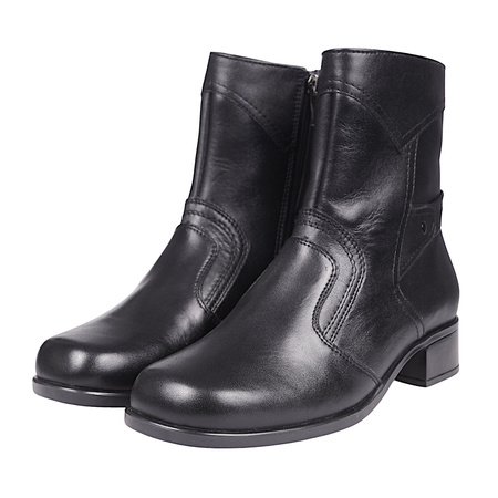 Komfortowe botki skórzane damskie na obcasie Syrena K-272 czarne