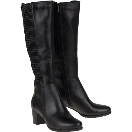 Czarne kozaki ze stretchem Syrena SWB K-269 skórzane