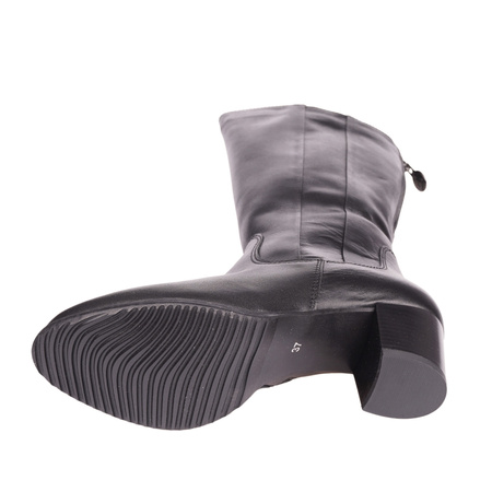 Skórzane kozaki damskie na obcasie Syrena K-267 czarne