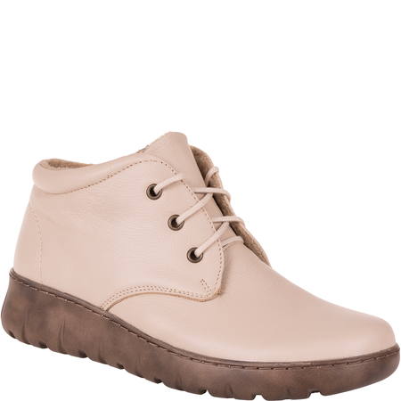 Botki damskie Syrena SH 793 ecru skóra naturalna ocieplane