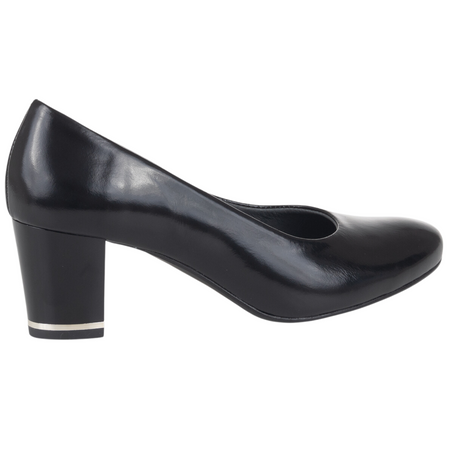 Czółenka na słupku Syrena SWB 175 czarne - skóra naturalna