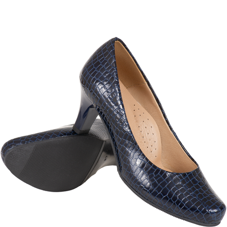 Czółenka damskie skóra naturalna Syrena SE 7115 granatowe