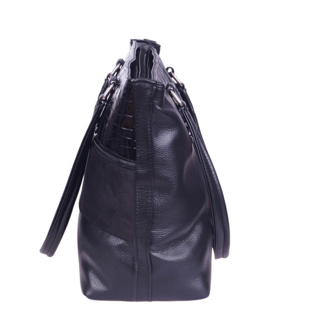 Duża torebka damska czarna skóra ekologiczna SO 1461