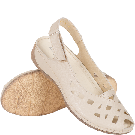 Skórzane sandały damskie ażurowe Syrena SH 4027 ecru