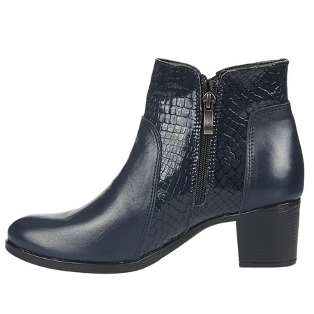 Komfortowe botki damskie Syrena SE 404 - granatowe skóra