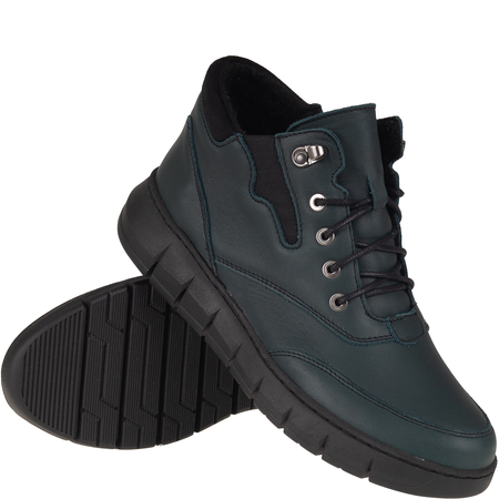 Botki damskie skórzane Syrena SH 561 zielone | Polska marka