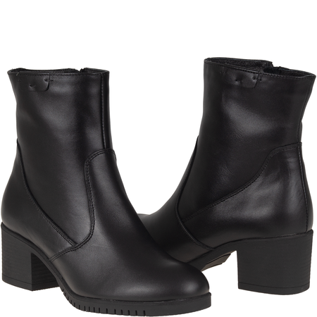 Czarne botki na słupku Syrena SST 4105 - 6 cm obcas