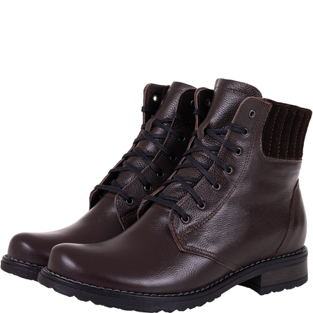 Trzewiki damskie Syrena K-240 brązowe skórzane ocieplane