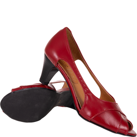 Czółenka na obcasie czerwone skórzane marki Syrena SWB 128