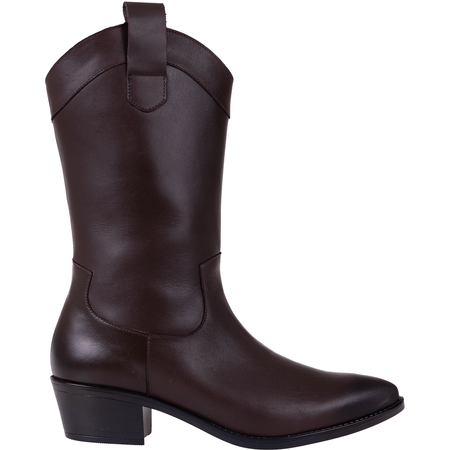 Syrena STA 4389 - kasztan skórzane kowbojki damskie na obcasie