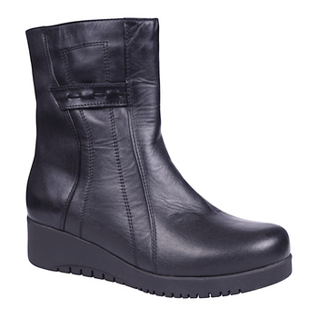 Komfortowe botki skórzane damskie na obcasie Syrena K-222 czarne
