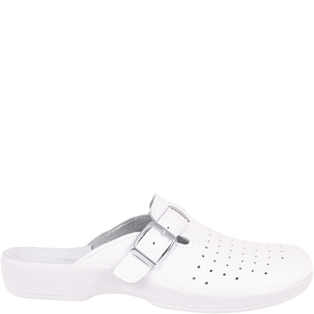 Białe klapki damskie Inblu AE00001 sanitarne - skórzana wkładka