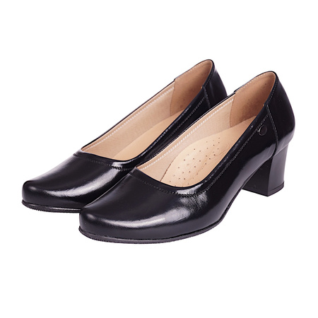 Czółenka damskie na słupku czarne marki Syrena SE 0609