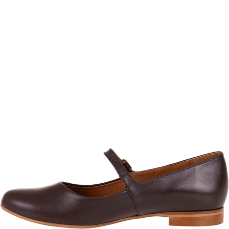 Brązowe baleriny z paskiem Syrena SGO 2107 skórzane