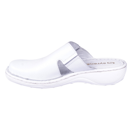 Klapki damskie skórzane zakryte Syrena SST 664 białe