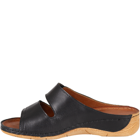 Klapki damskie Syrena SST 996 czarne - skórzane, eleganckie