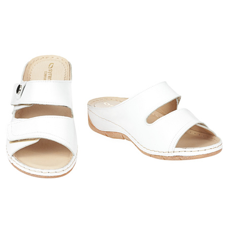 Klapki damskie eleganckie skórzane Syrena SWB 538 białe