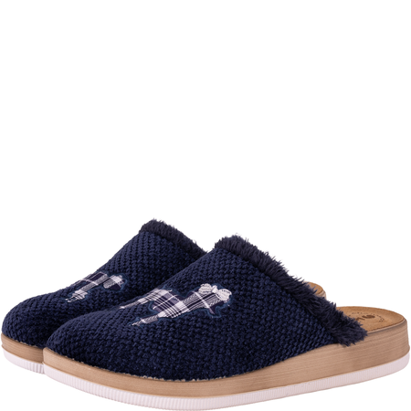 Kapcie damskie Inlu CT000042 granatowe - skórzana wkładka