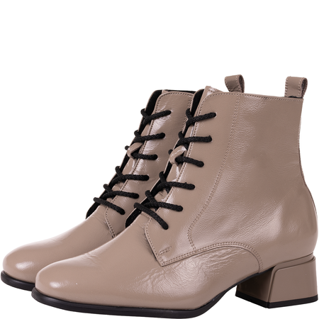 Botki damskie skórzane Syrena SPU B-287 naplak beż lakierowane