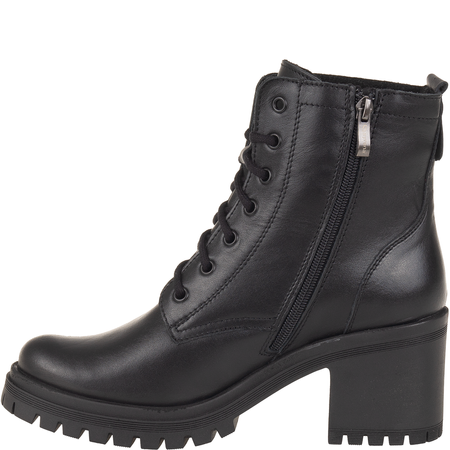 Czarne botki na słupku Syrena SST 4101 – skórzane, 7 cm