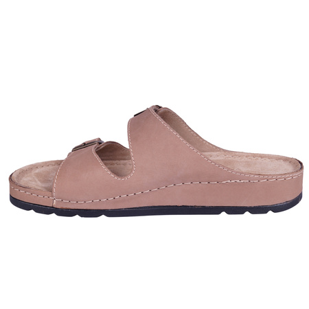 Wygodne klapki męskie skóra naturalna SYRENA SH 813 beż